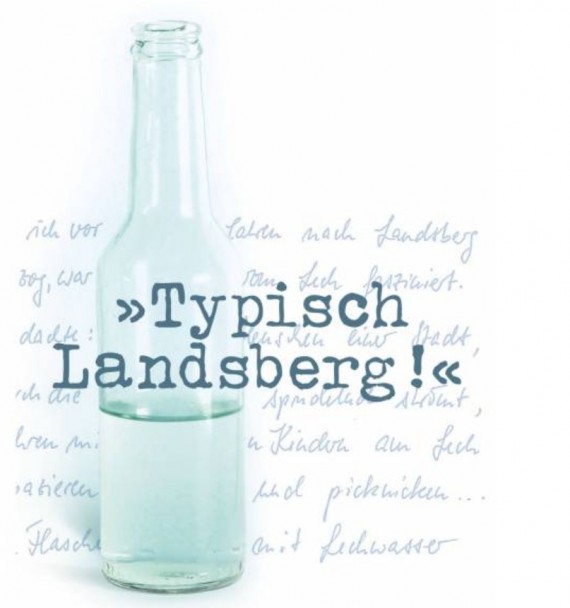 Titelseite von &quot;Typisch Landsberg!&quot; mit Abbildung einer halbvollen Wasserflasche