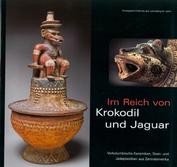 Titelbild von &quot;Im Reich von Krokodil und Jaguar&quot; mit Abbildung zweier exotischer Figuren