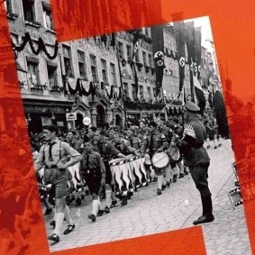 Foto Fanfarenzug der Hitlerjugend in Landsberg mit Link zum Sammlungsaufruf zur NS-Zeit
