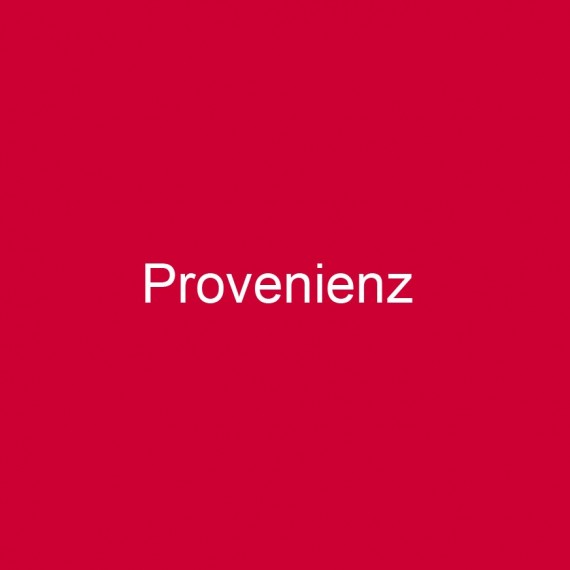 Weiße Schrift &quot;Provenienz&quot; auf rotem Grund, Link zur Seite Provenienzforschung