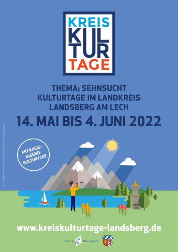 Plakat der Kreiskulturtage Landsberg 2022 von 14. Mai bis 4. Juni zum Thema Sehnsucht